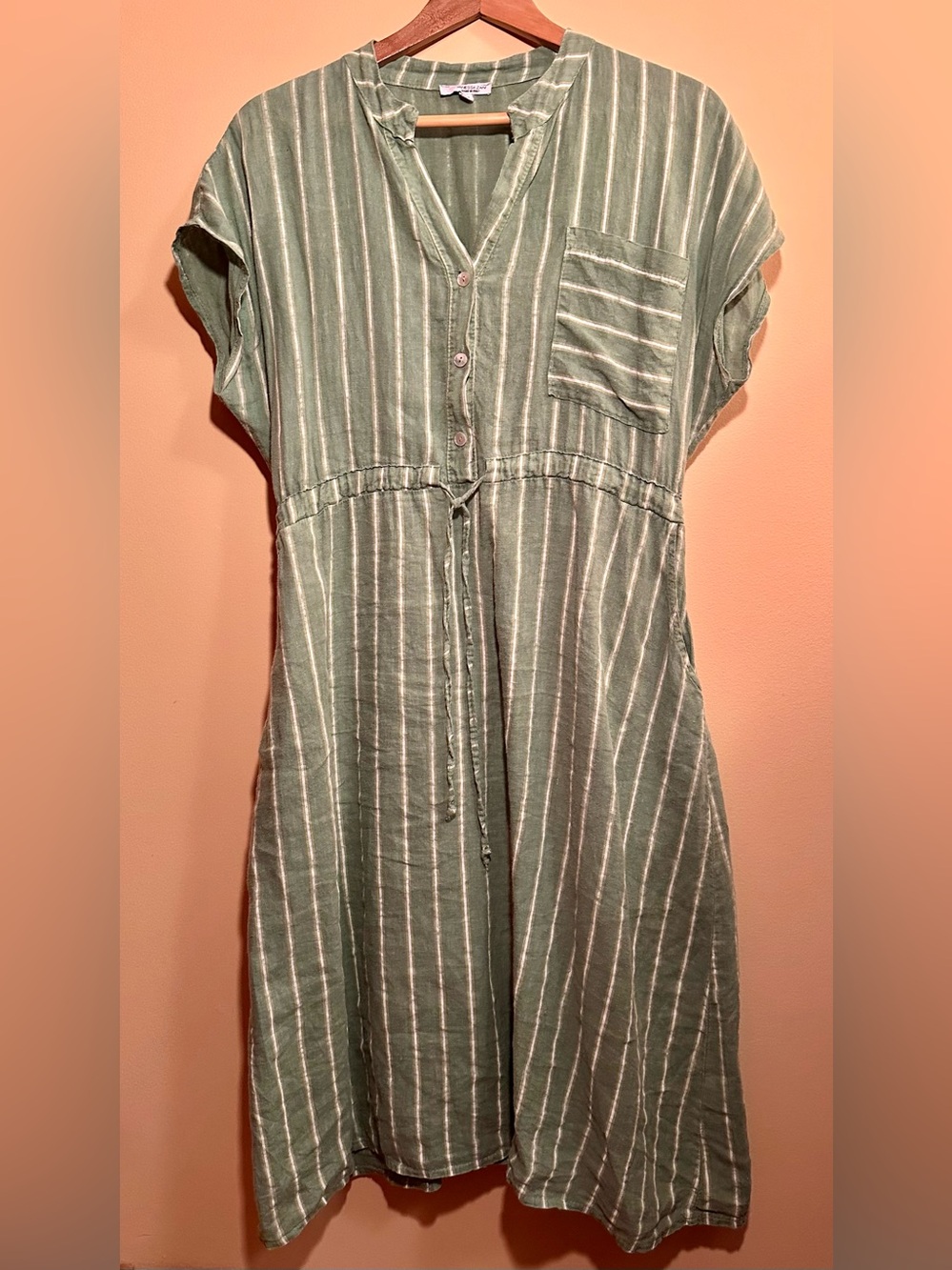green italian linen dress